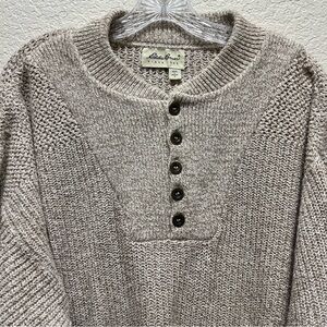 Vintage Eddie Bauer Henley Sweater Large Oatmeal